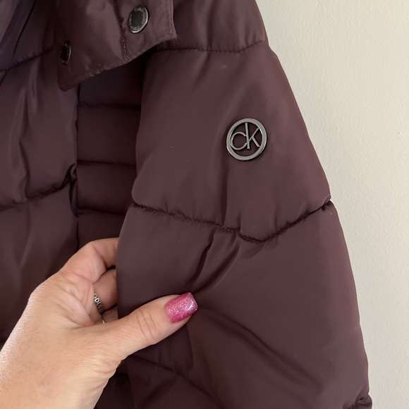 NEW LADIES Calvin Klein Parka Womens SMALL S Puffer Jacket PURPLE WARM Hood - Picture 10 of 15